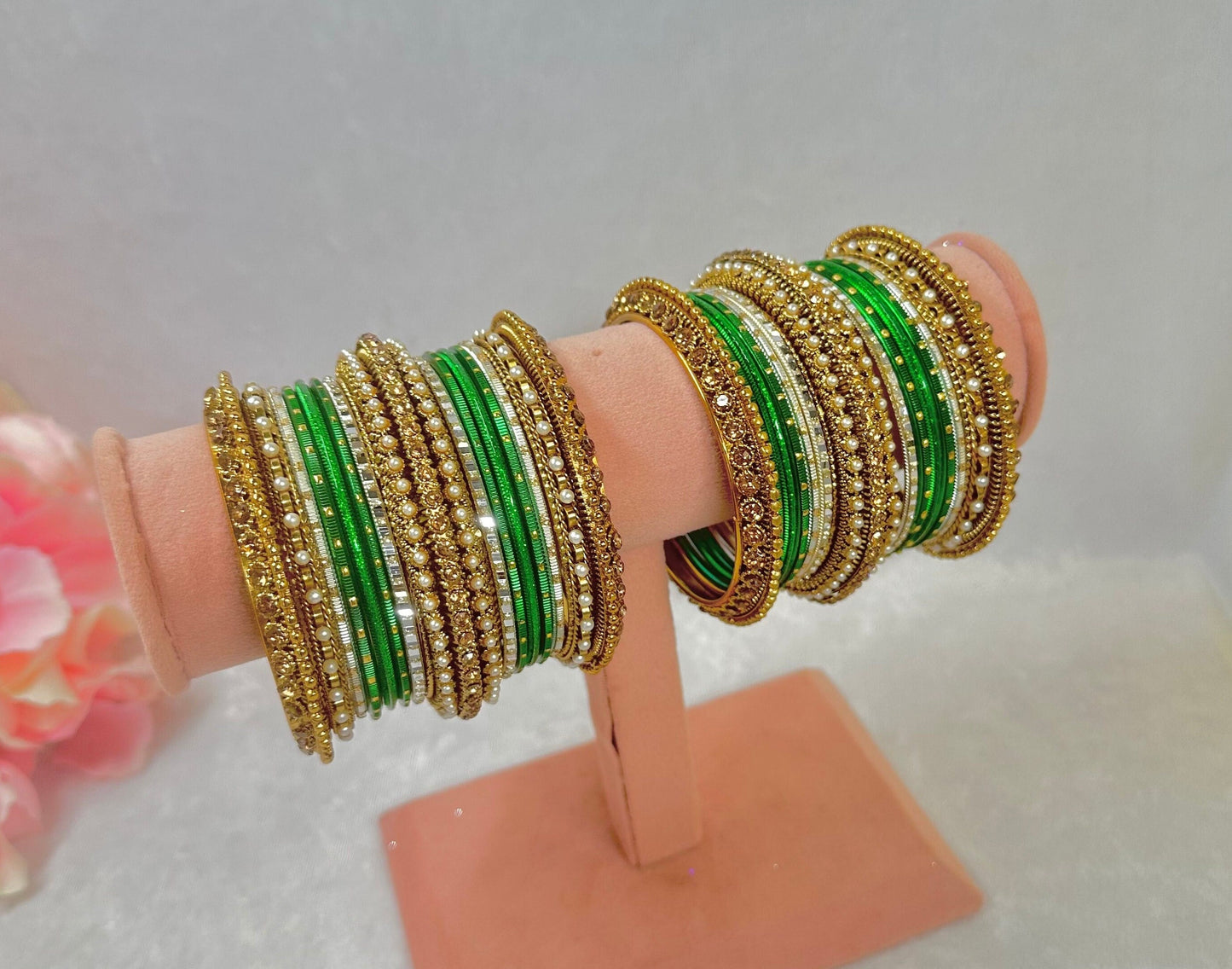 Small Green Bangle Set/Indian/ Pakistani/Jewelley/ Fashion Bracelet