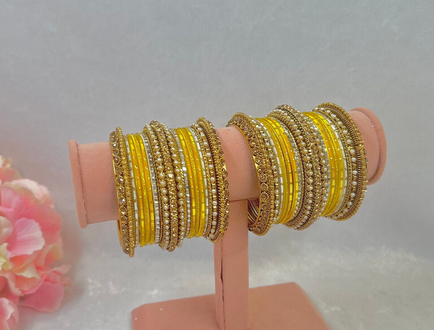 Small Yellow Bangle Set/Indian/ Pakistani/Jewelley/ Fashion Bracelet