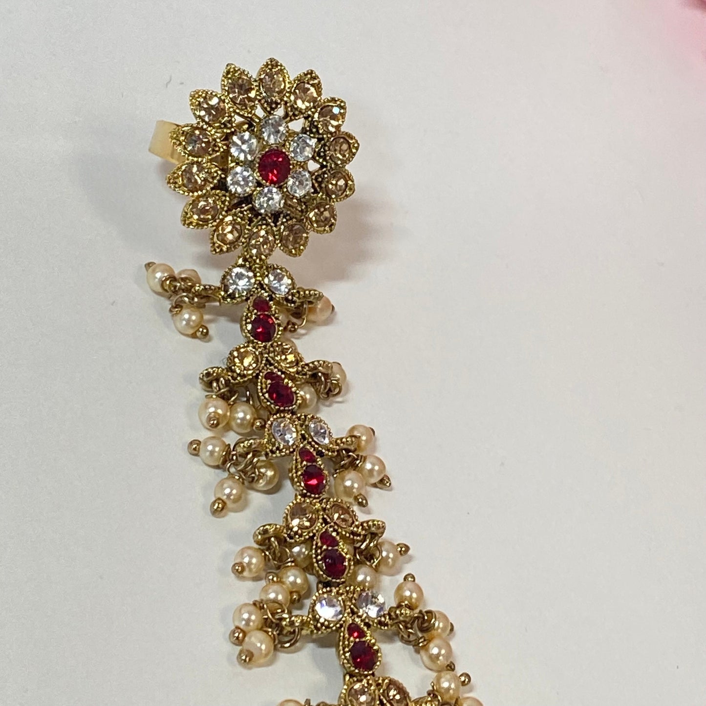 Hand Harness - Golden/Silver and Red/ Fashion Jewellery/ Gift for Women/Indian/Pakistani style /Haathphool/Hand Accessory