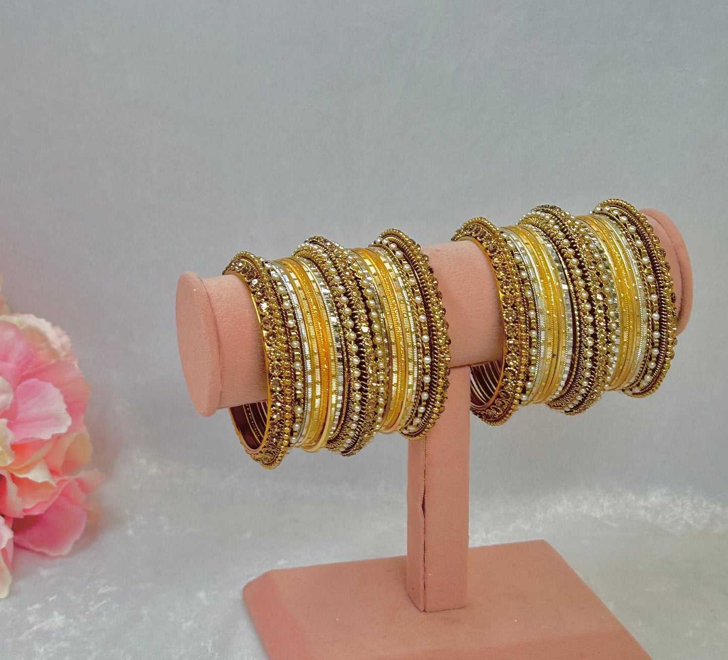 Small Golden Bangle Set/Indian/ Pakistani/Jewelley/ Fashion Bracelet