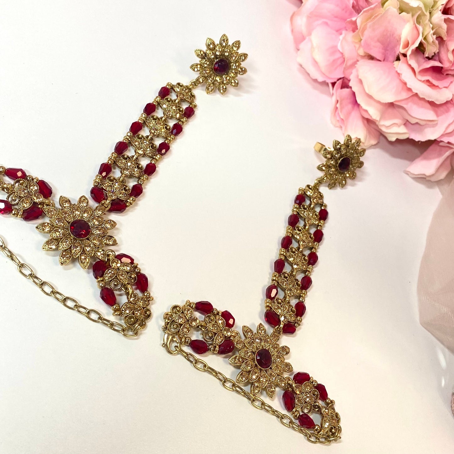 Hand Harness - Maroon/ Golden/ Fashion Jewellery/ Gift for Women/Indian/Pakistani style /Haathphool/Hand Accessory