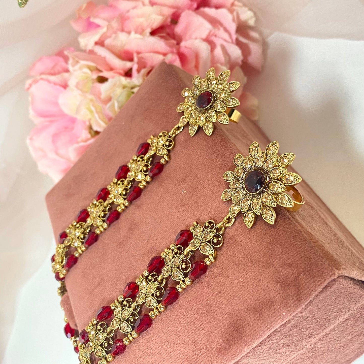 Hand Harness - Maroon/ Golden/ Fashion Jewellery/ Gift for Women/Indian/Pakistani style /Haathphool/Hand Accessory