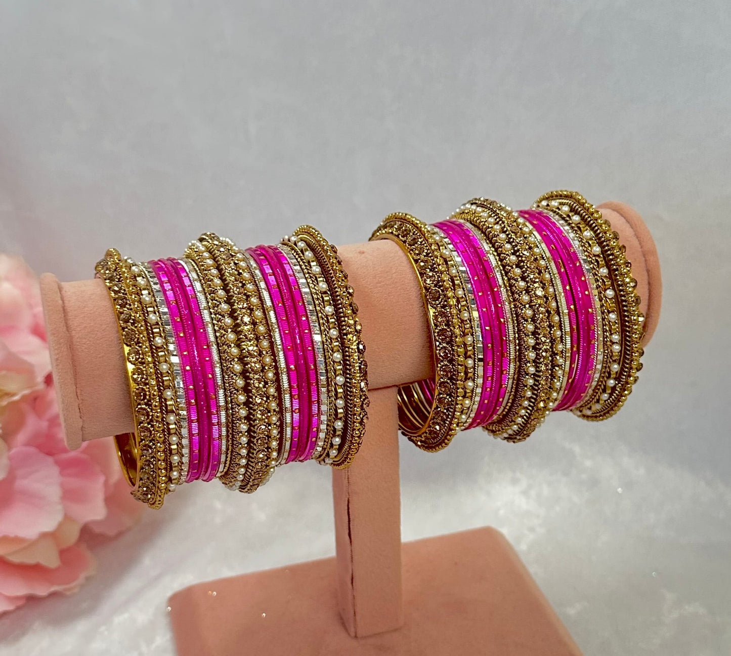 Small Hot Pink Bangle Set/Indian/ Pakistani/Jewelley/ Fashion Bracelet