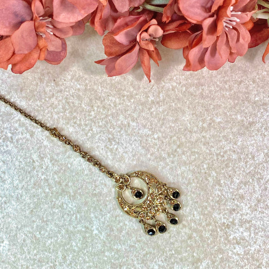 Black Crystal Tikka/ Tikli/ Indian/ Pakistani Fashion Jewellery/Maang Tikkas