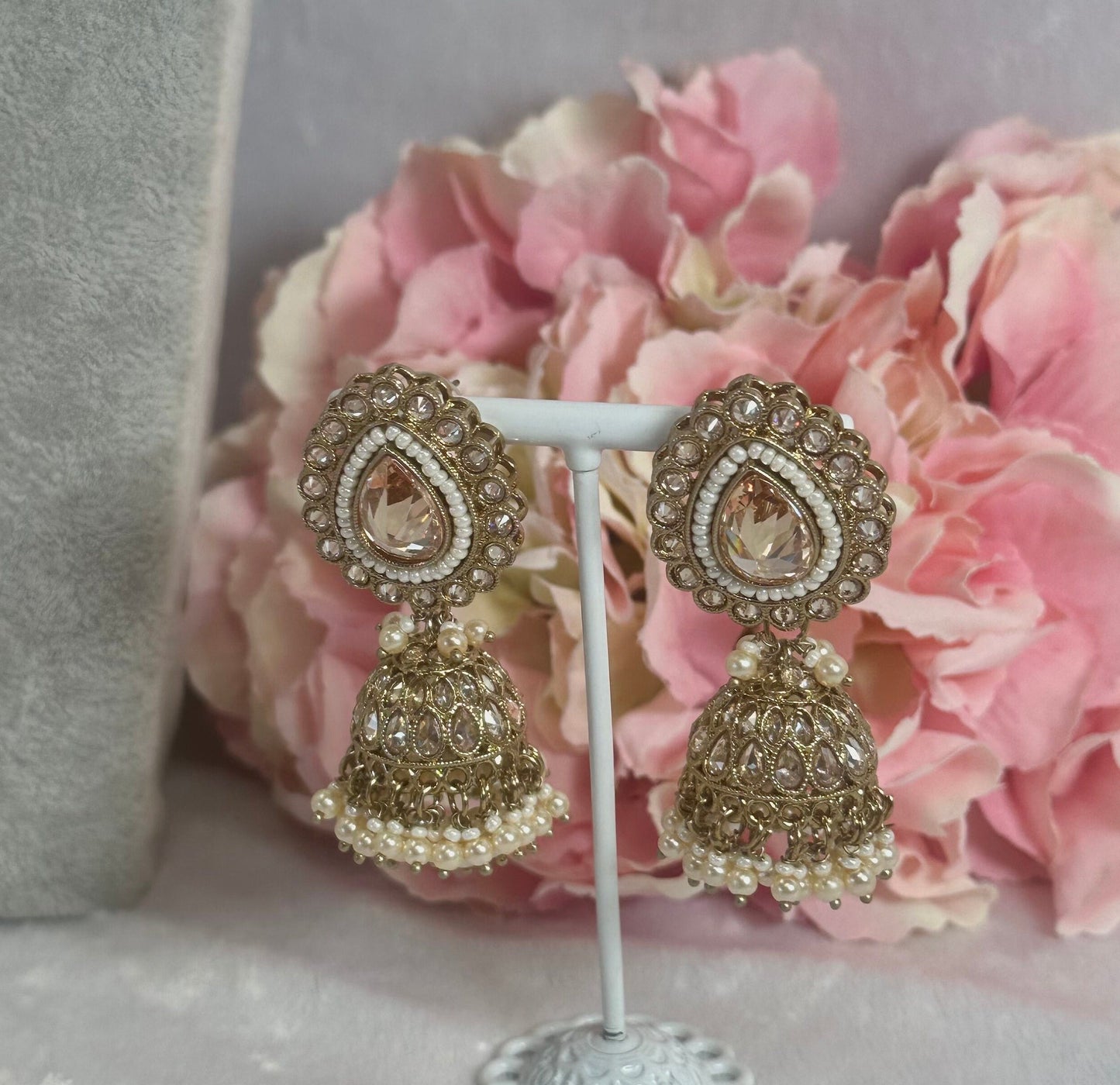 Champagne Short Mala Necklace Set Earring/ Tikka/ Tikli/ Indian/ Pakistani/Fashion Jewellery/ Gift for Women