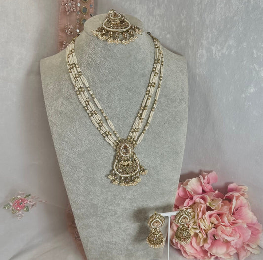 Champagne Short Mala Necklace Set Earring/ Tikka/ Tikli/ Indian/ Pakistani/Fashion Jewellery/ Gift for Women