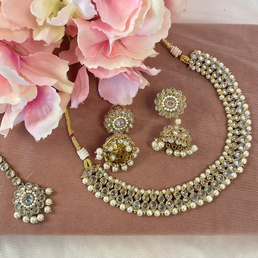 Pearl Necklace Set Earring/ Tikka/ Tikli/ Indian/ Pakistani/Fashion Jewellery/ Gift for Women