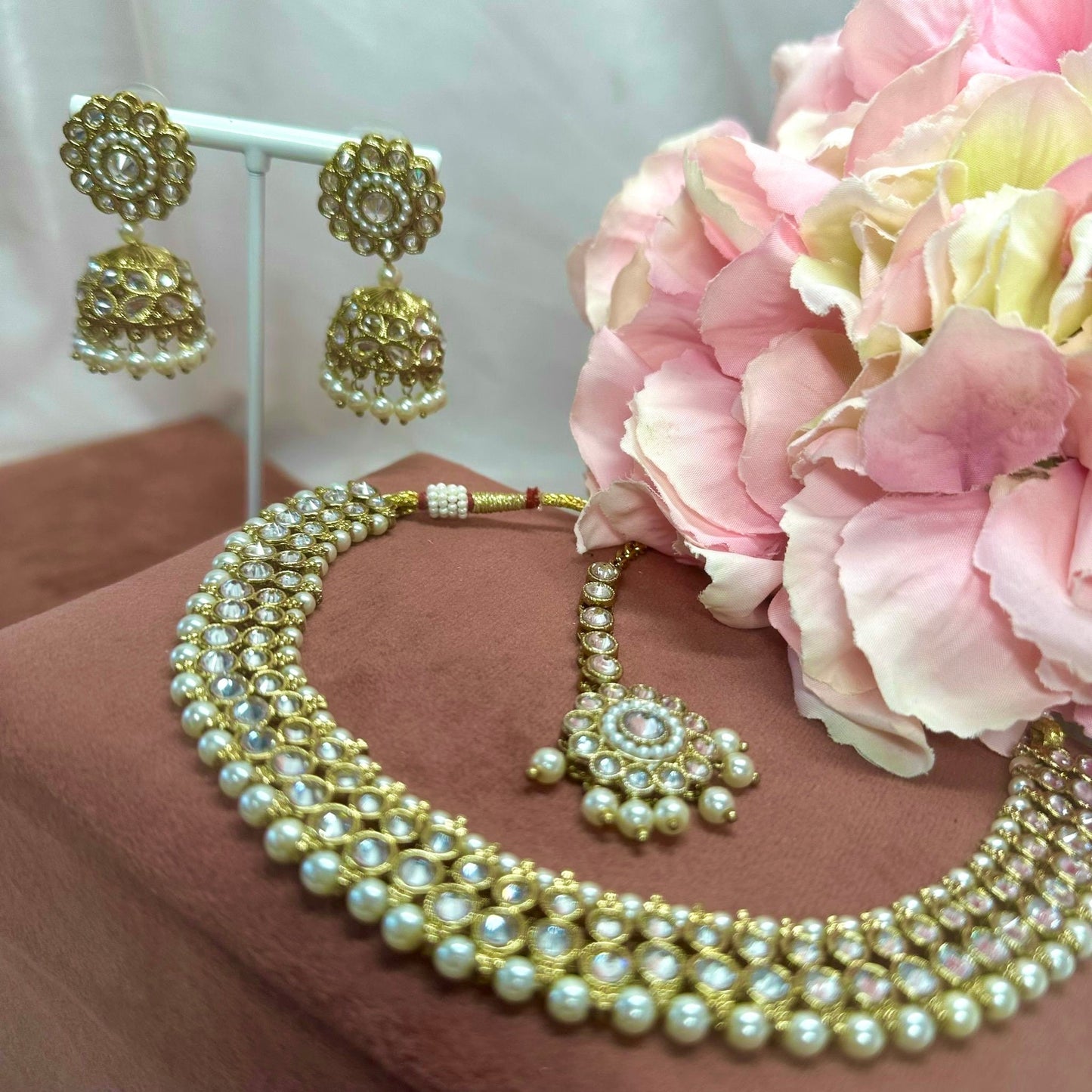 Pearl Necklace Set Earring/ Tikka/ Tikli/ Indian/ Pakistani/Fashion Jewellery/ Gift for Women