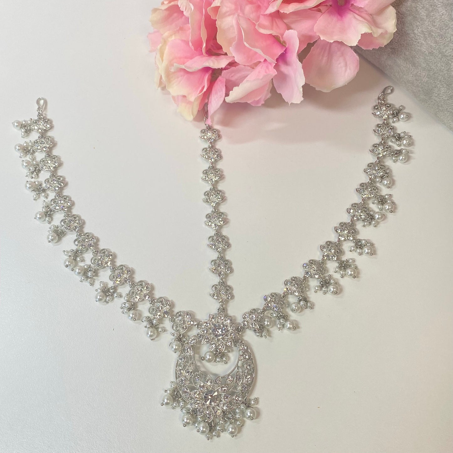 Silver Mathapatti /Indian/Pakistani/Fashion Jewellery/ Bridal Forehead Jewellery Headpiece/Bollywood /phoolpatti