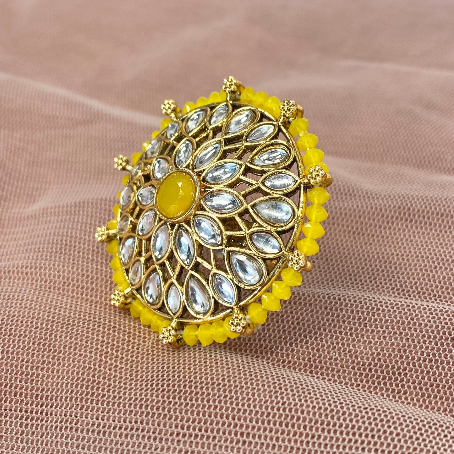 Medium Ring - Yellow/ Fashion Jewellery/ Gift for Women/Indian/Pakistani style