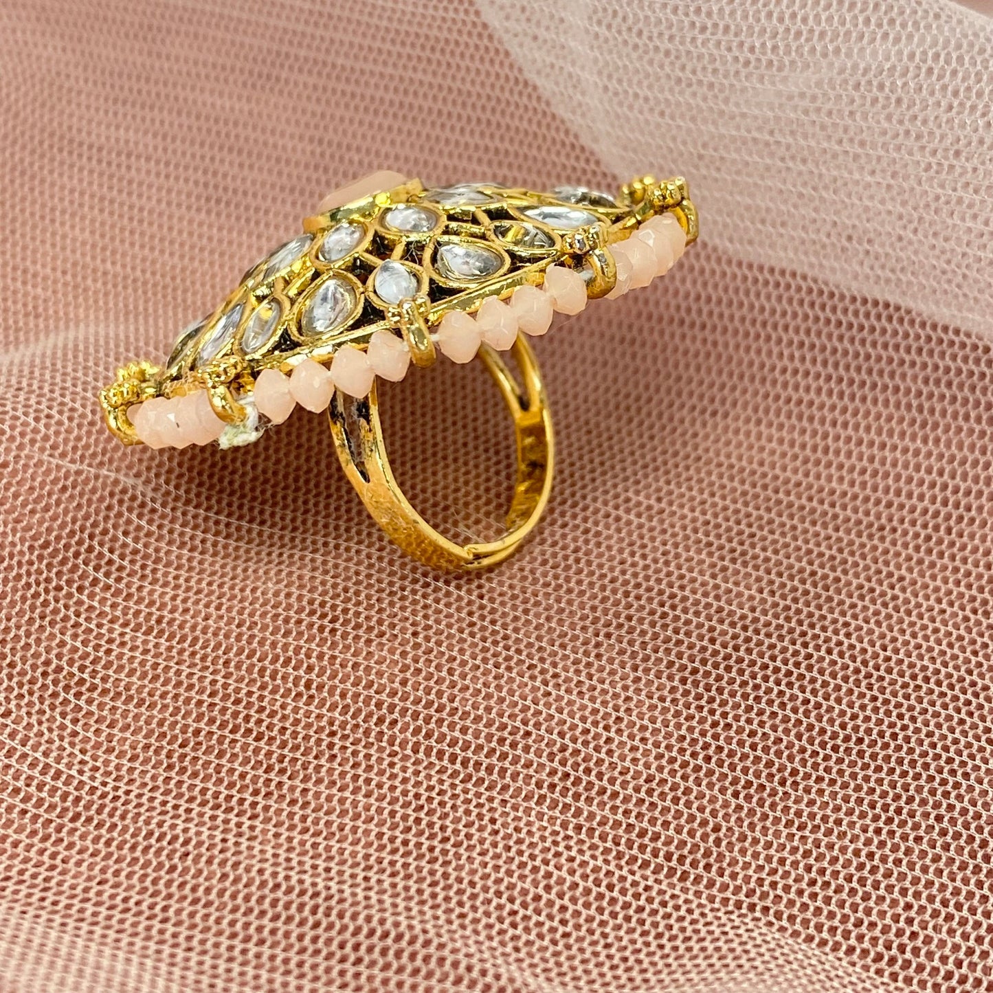 Medium Ring - Light Pink/ Peach/ Fashion Jewellery/ Gift for Women/Indian/Pakistani style