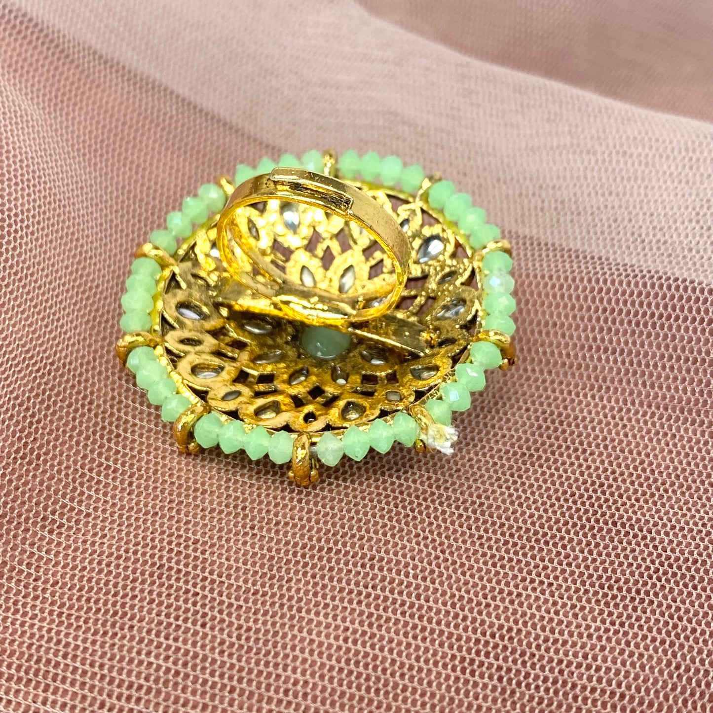 Medium Faux Kundan Ring - Mint/ Fashion Jewellery/ Gift for Women/Indian/Pakistani style