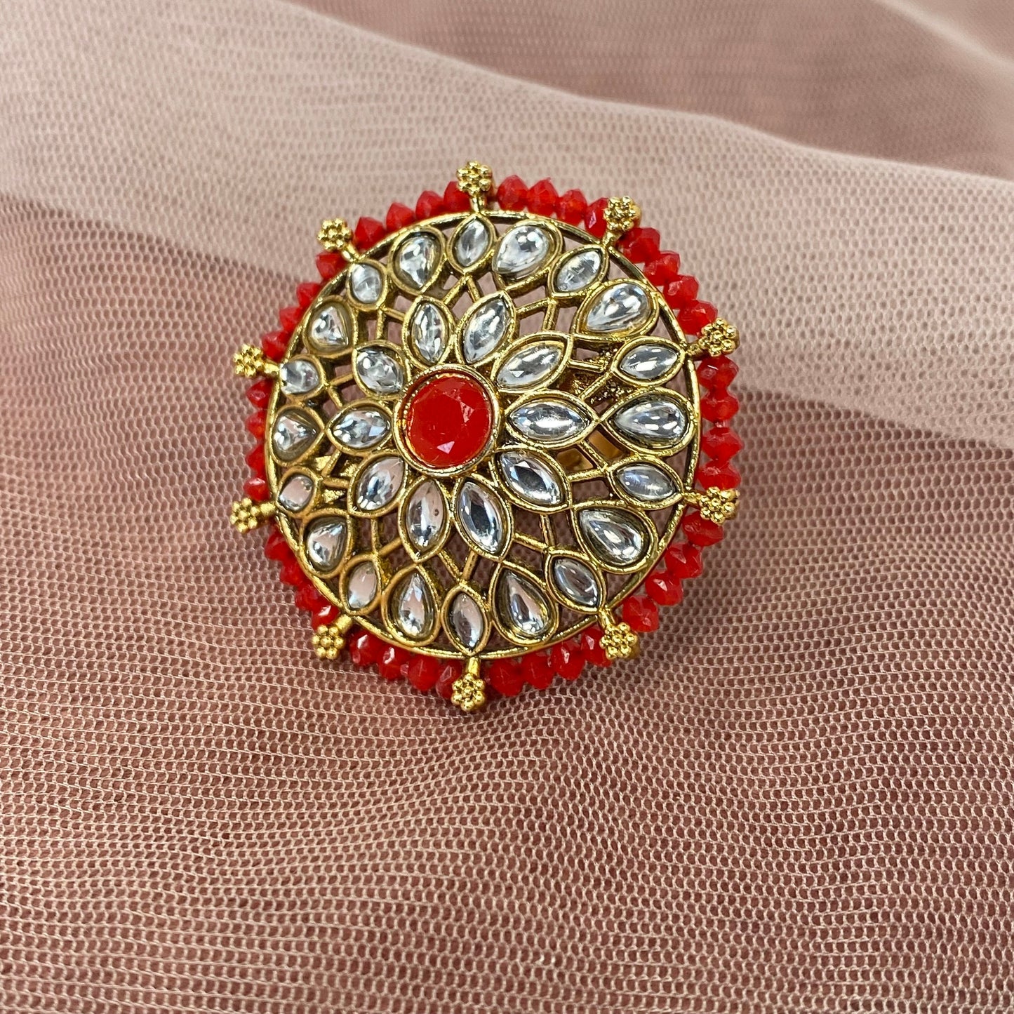 Medium Ring - Red/ Fashion Jewellery/ Gift for Women/Indian/Pakistani style