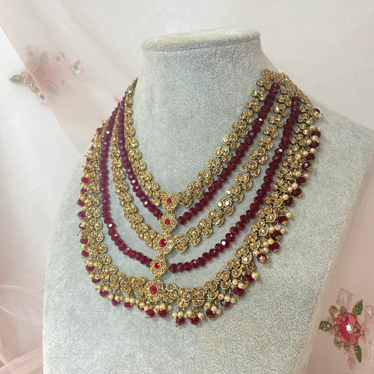 Maroon/ Golden Short Mala/ Unique Style/ Indian/ Pakistani/Fashion Jewellery/ Gift for Women