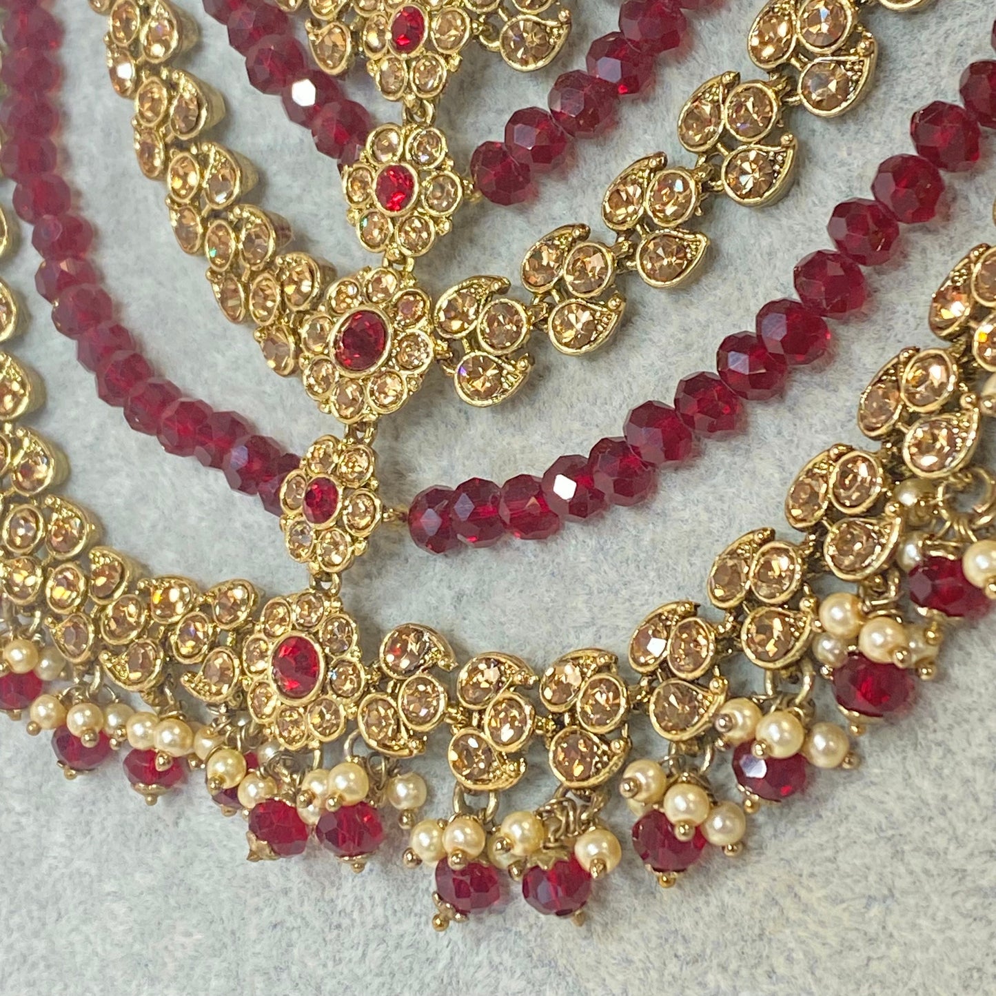 Maroon/ Golden Short Mala/ Unique Style/ Indian/ Pakistani/Fashion Jewellery/ Gift for Women