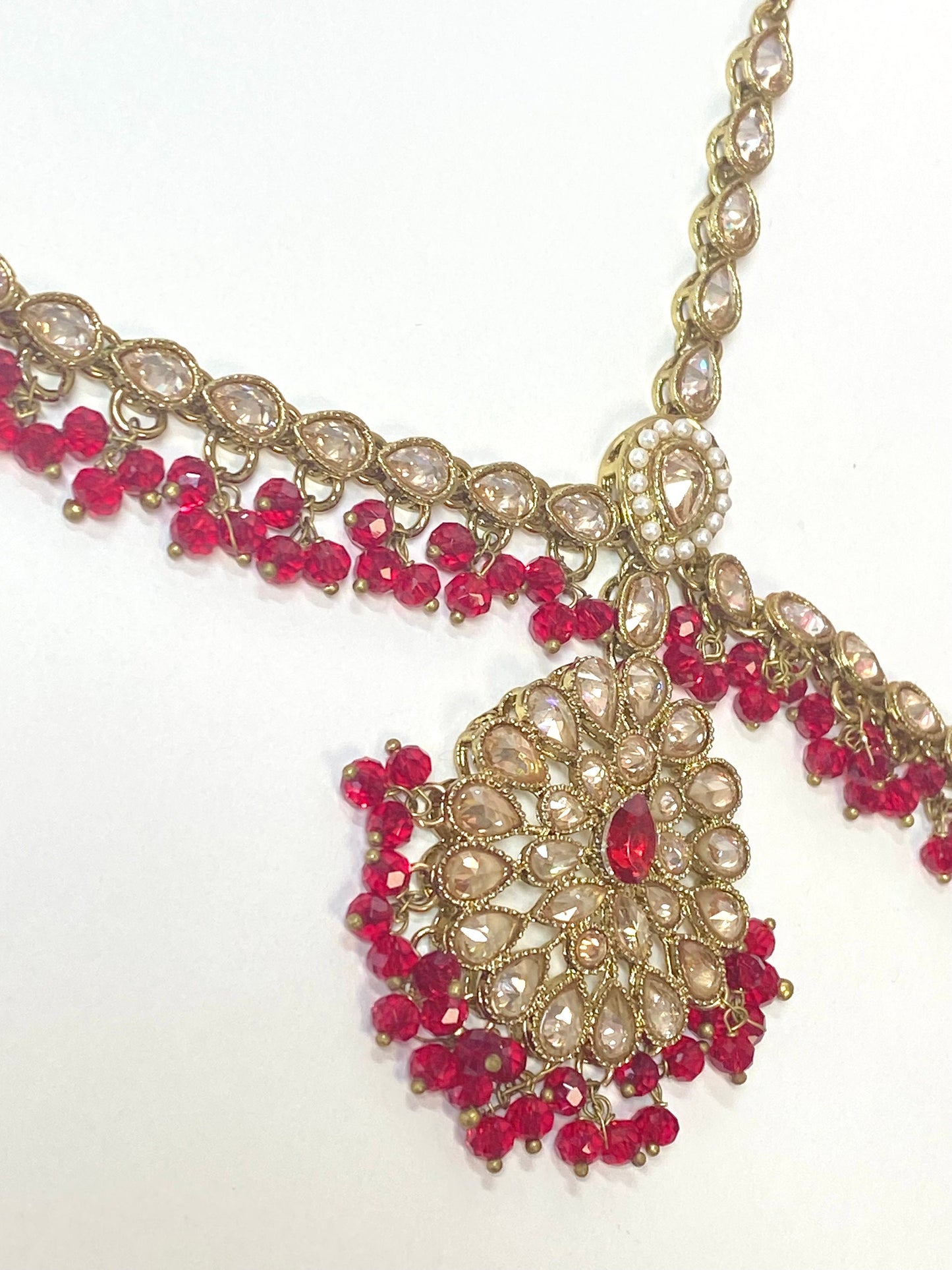 Red Mathapatti (Headband) /Indian/Pakistani/Fashion Jewellery/ Bridal Forehead Jewellery Headpiece/Bollywood /phoolpatti