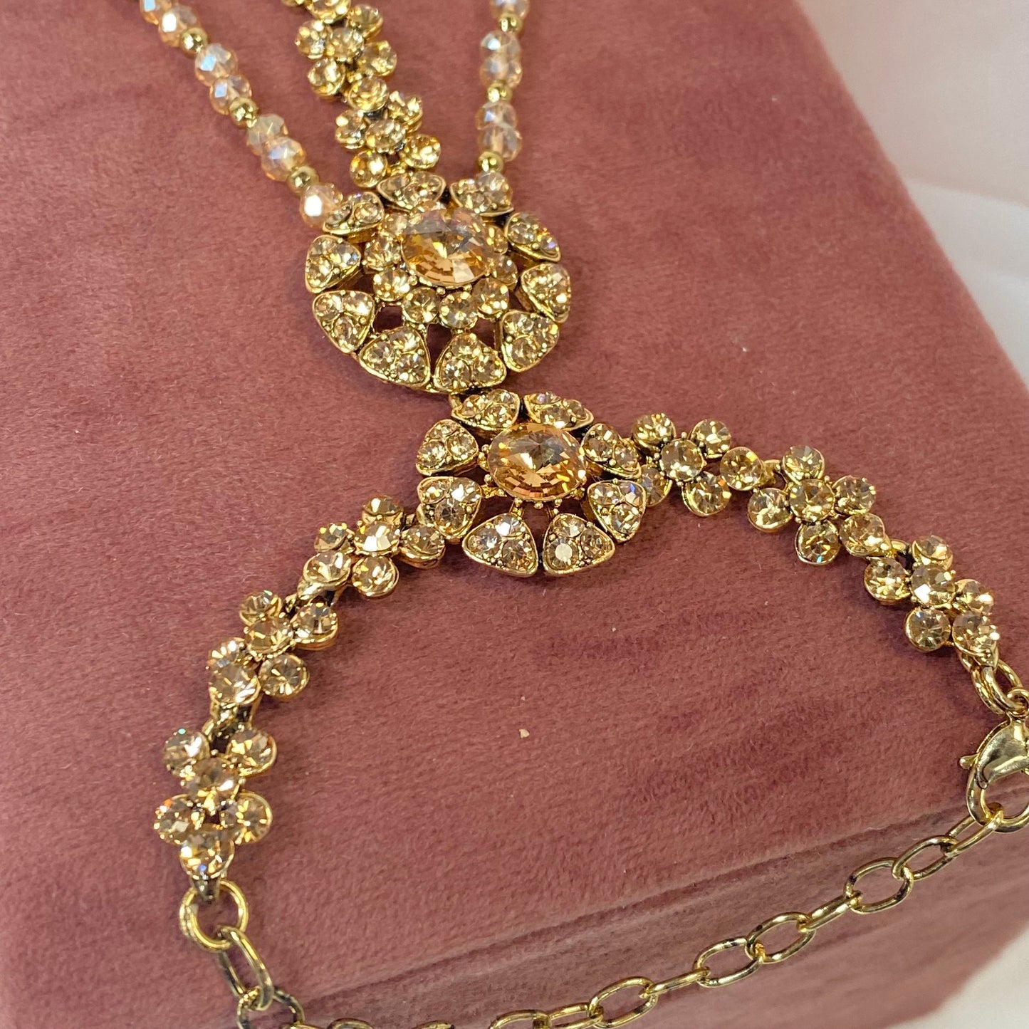 Hand Harness - Golden (3 ring)/ Fashion Jewellery/ Gift for Women/Indian/Pakistani style /Haathphool/Hand Accessory