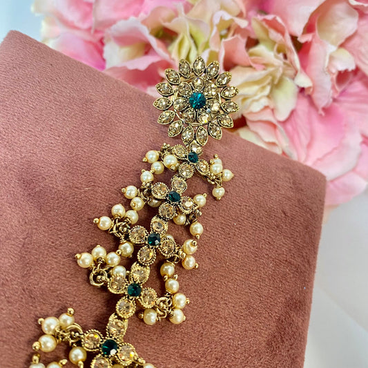 Hand Harness - Golden/ Green/ Fashion Jewellery/ Gift for Women/Indian/Pakistani style /Haathphool/Hand Accessory