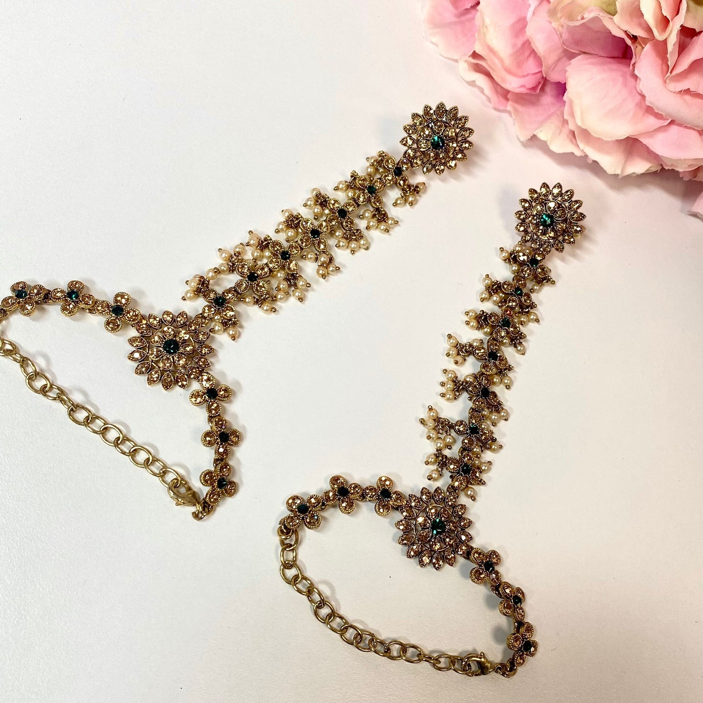 Hand Harness - Golden/ Green/ Fashion Jewellery/ Gift for Women/Indian/Pakistani style /Haathphool/Hand Accessory