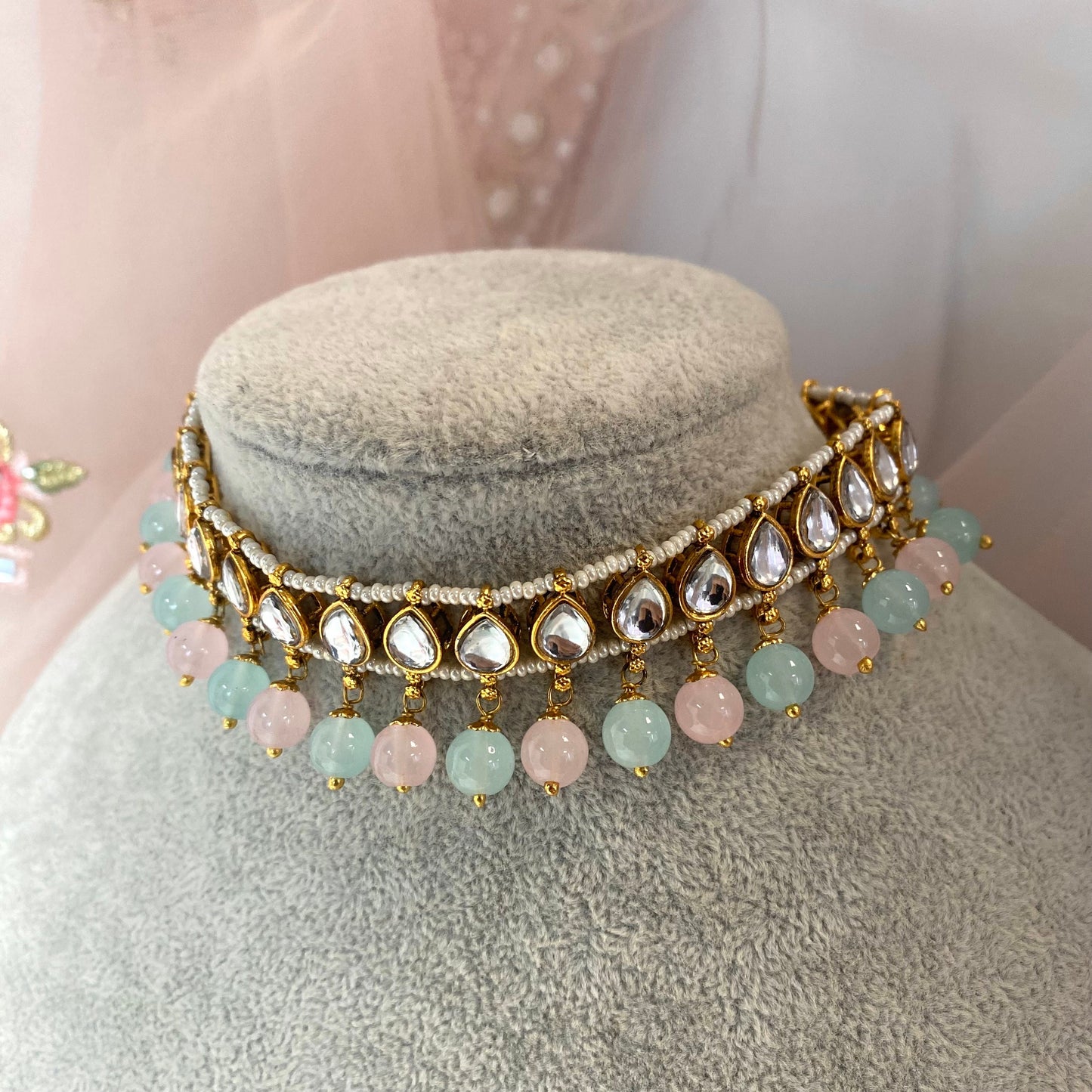 Slim Faux Kundan Pastel Choker