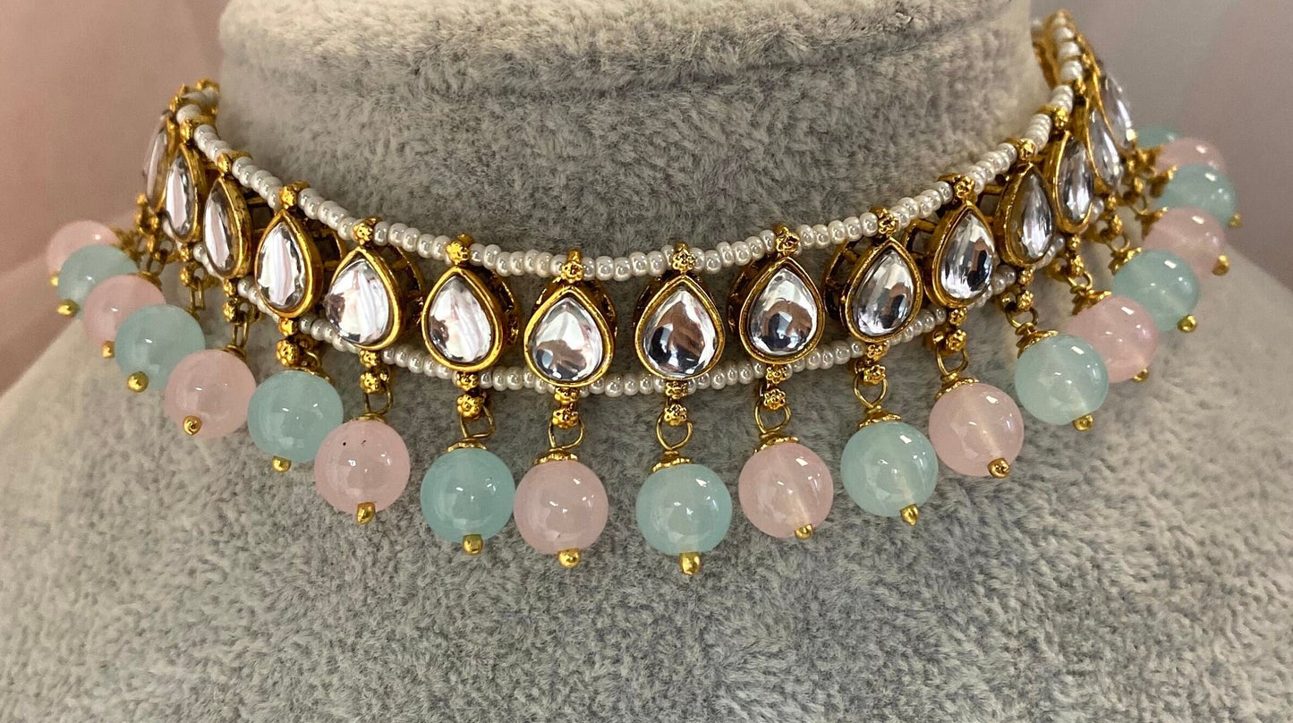 Slim Faux Kundan Pastel Choker