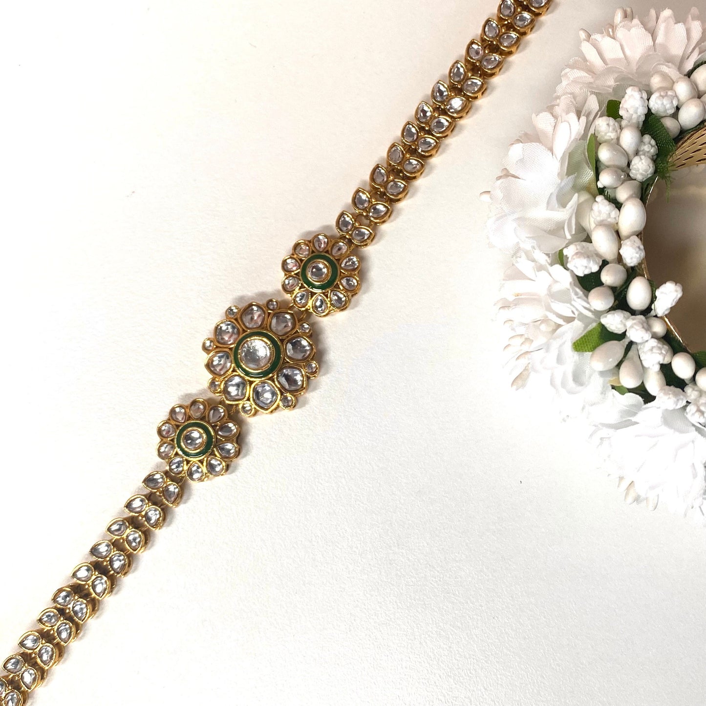 Kundan Headband -Green /Indian/Pakistani/Fashion Jewellery/ Bridal Forehead Jewellery Headpiece/Bollywood /phoolpatti