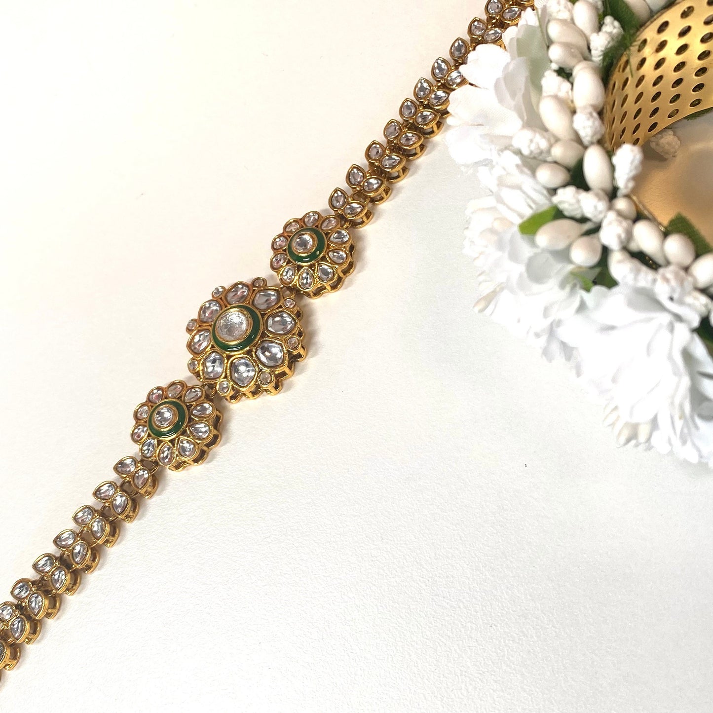 Kundan Headband -Green /Indian/Pakistani/Fashion Jewellery/ Bridal Forehead Jewellery Headpiece/Bollywood /phoolpatti