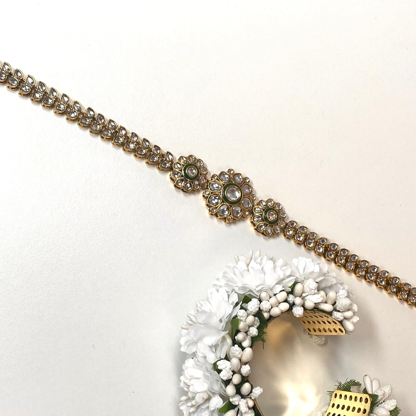 Kundan Headband -Green /Indian/Pakistani/Fashion Jewellery/ Bridal Forehead Jewellery Headpiece/Bollywood /phoolpatti