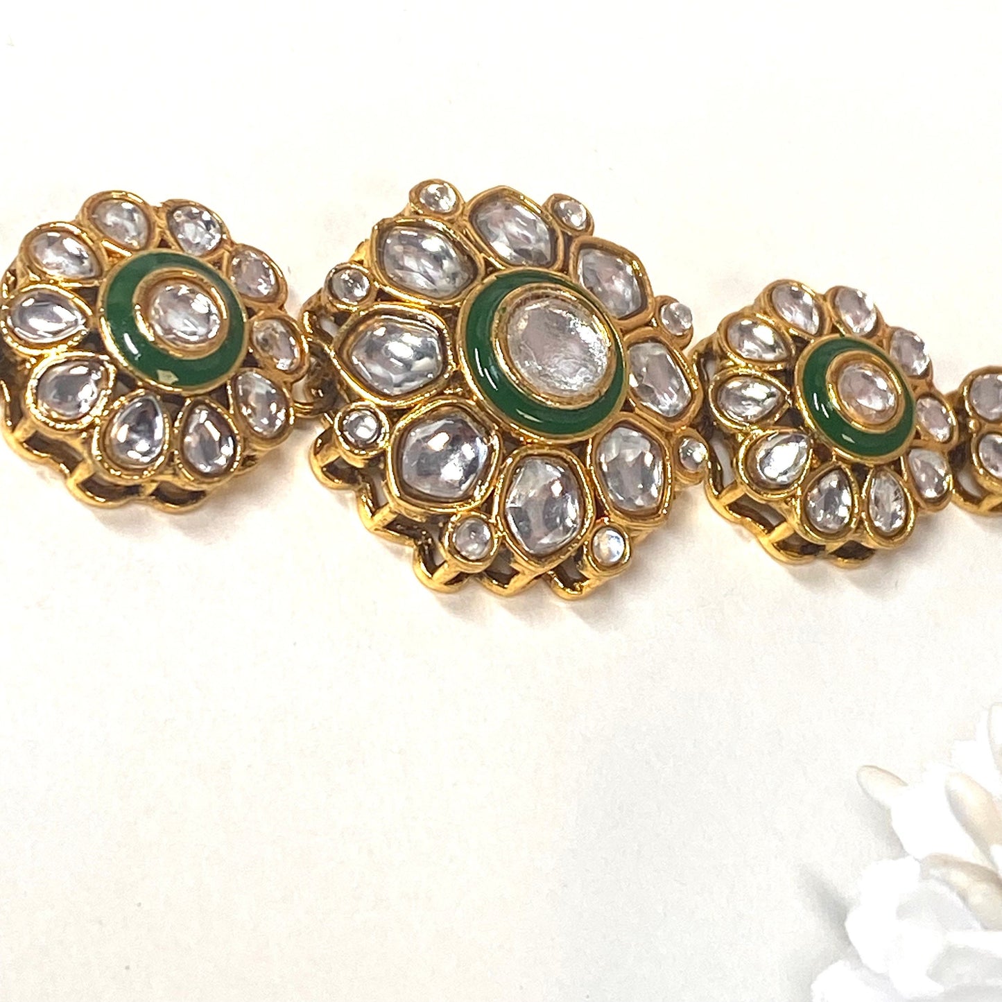 Kundan Headband -Green /Indian/Pakistani/Fashion Jewellery/ Bridal Forehead Jewellery Headpiece/Bollywood /phoolpatti