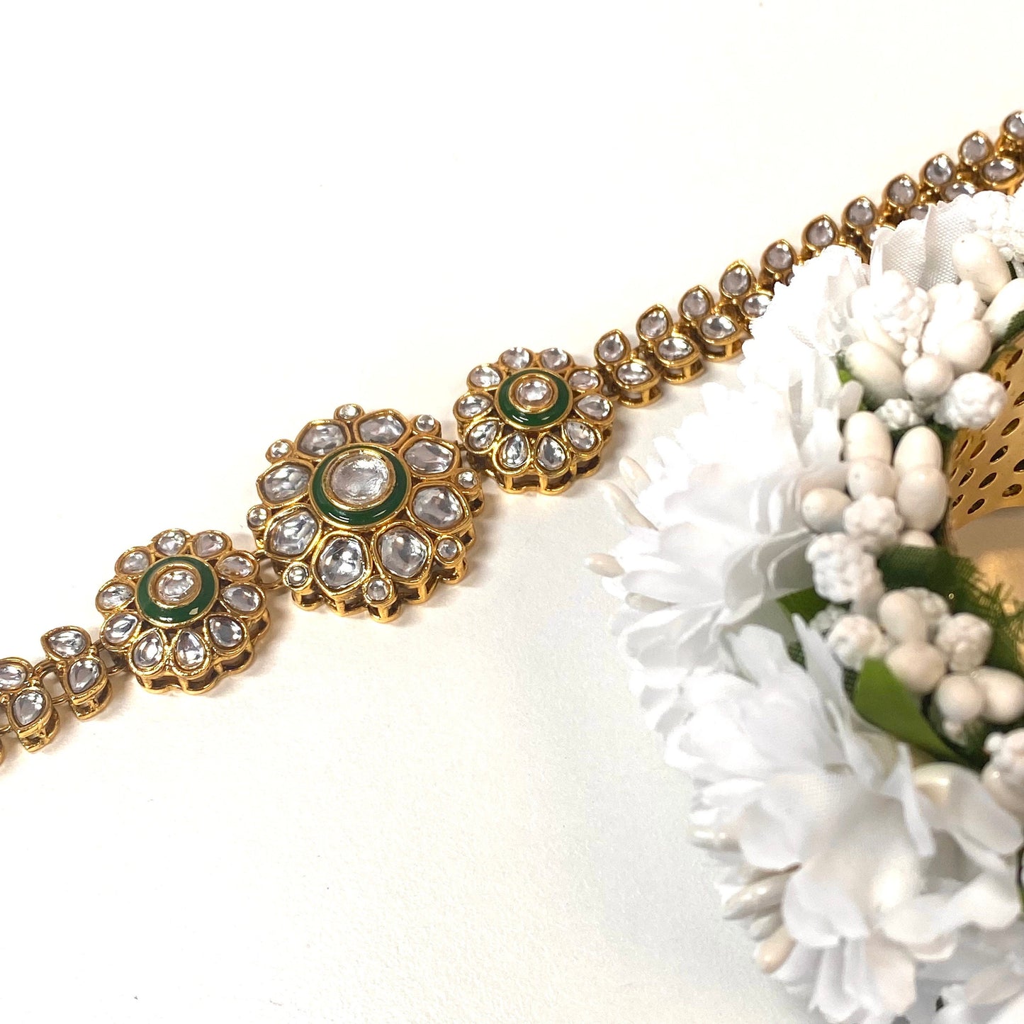 Kundan Headband -Green /Indian/Pakistani/Fashion Jewellery/ Bridal Forehead Jewellery Headpiece/Bollywood /phoolpatti