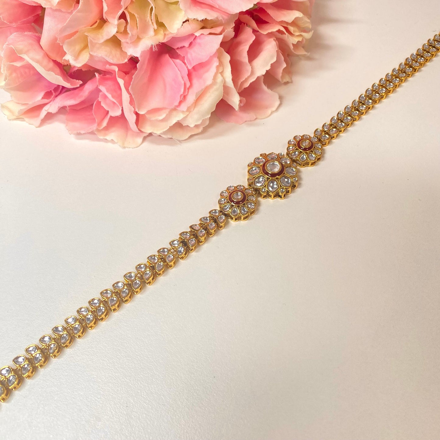 Kundan Headband -Dark Maroon /Indian/Pakistani/Fashion Jewellery/ Bridal Forehead Jewellery Headpiece/Bollywood /phoolpatti