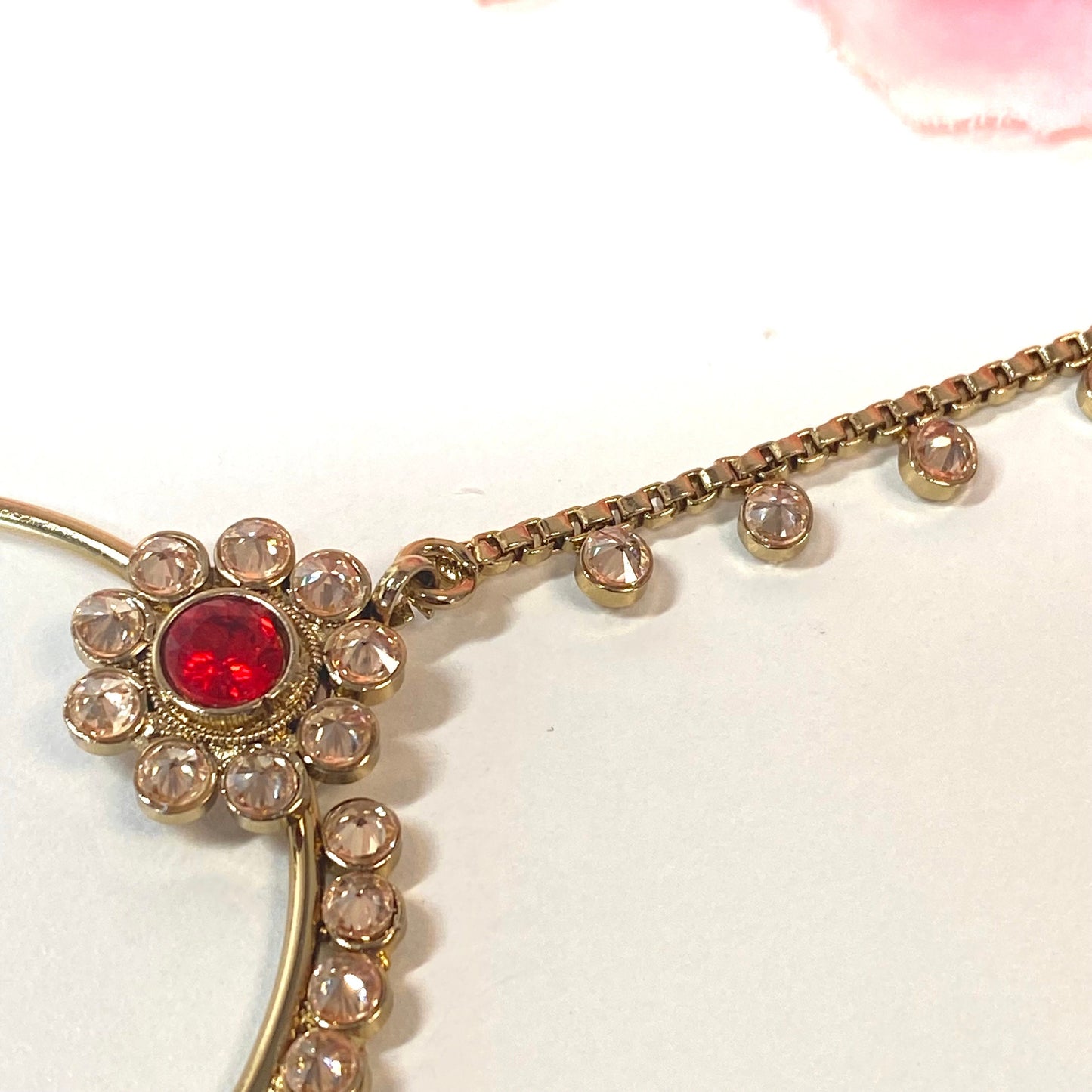 Non-Piercing Nose Ring - Red/ Fashion Jewellery/ Gift for Women/Indian/Pakistani style/Nath /Indian Nose Jewellery