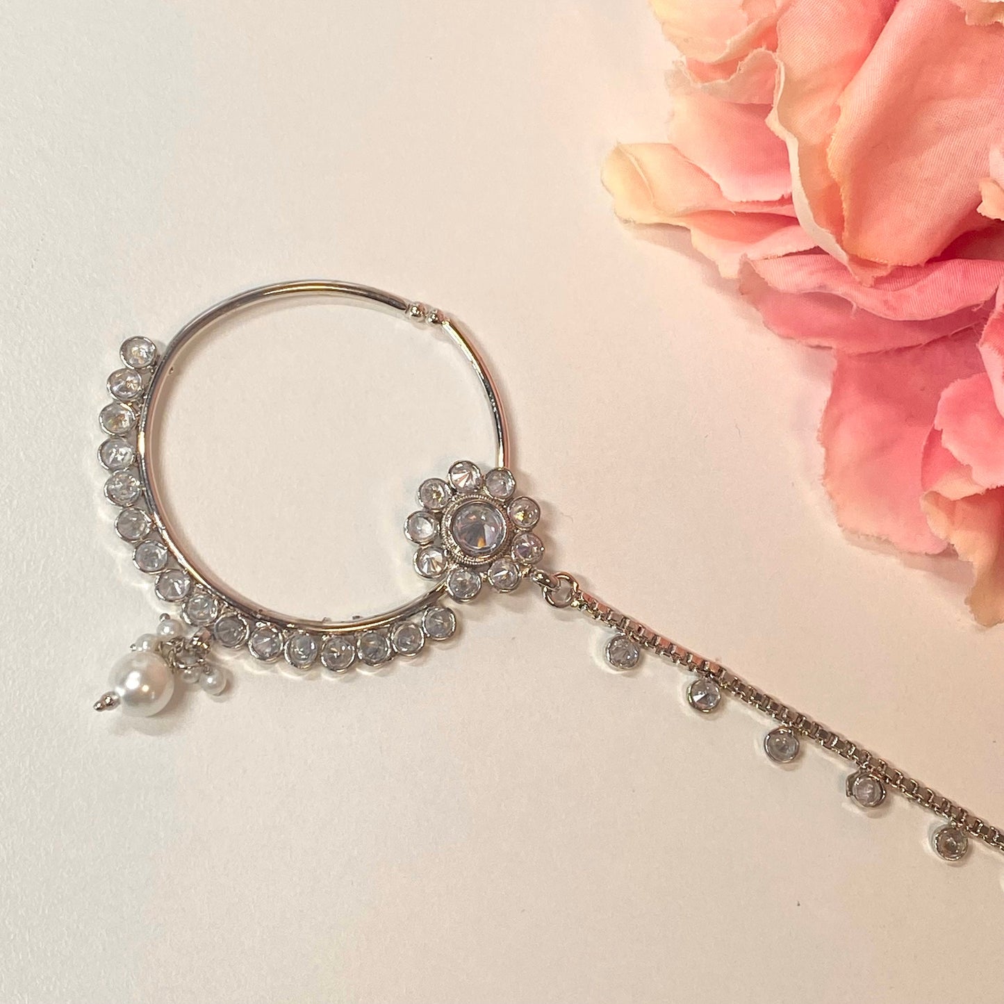 Non-Piercing Nose Ring - Silver/ Fashion Jewellery/ Gift for Women/Indian/Pakistani style/Nath /Indian Nose Jewellery