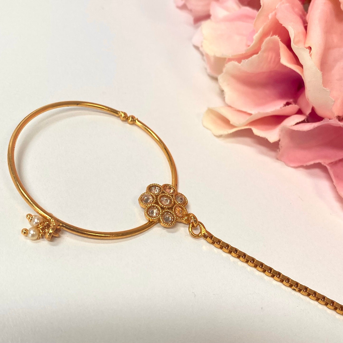 Non-Piercing Nose Ring - Champagne (left)/ Fashion Jewellery/ Gift for Women/Indian/Pakistani style/Nath /Indian Nose Jewellery