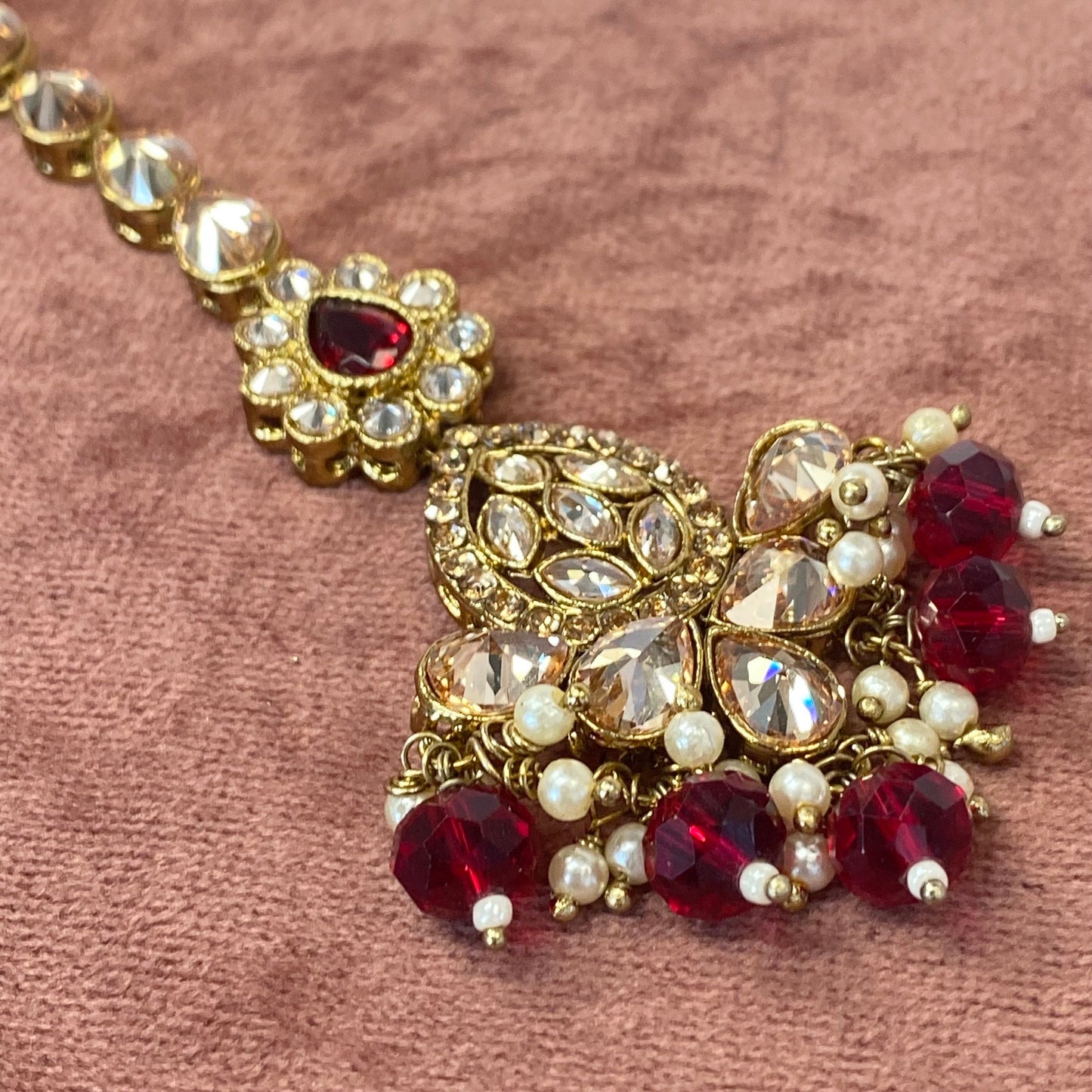 Champagne/ Maroon Tikka