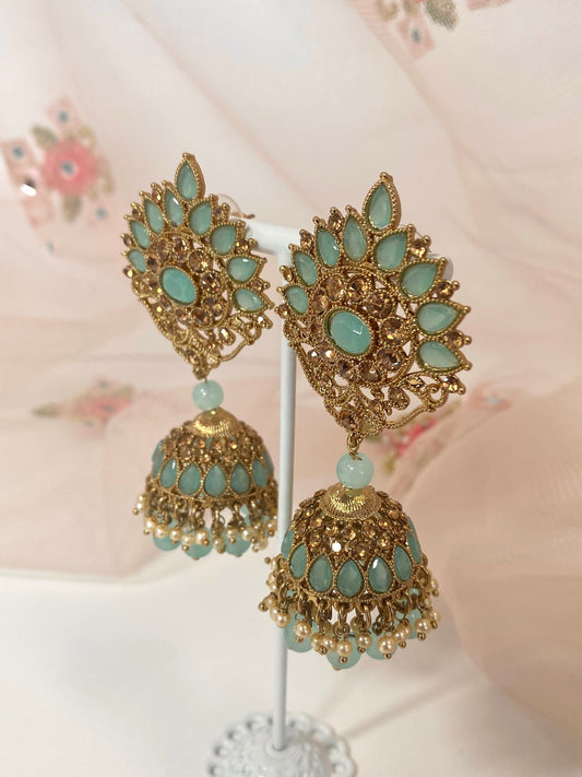 Medium Jhumka Earrings - Blue