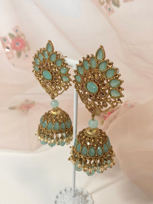 Medium Jhumka Earrings - Blue