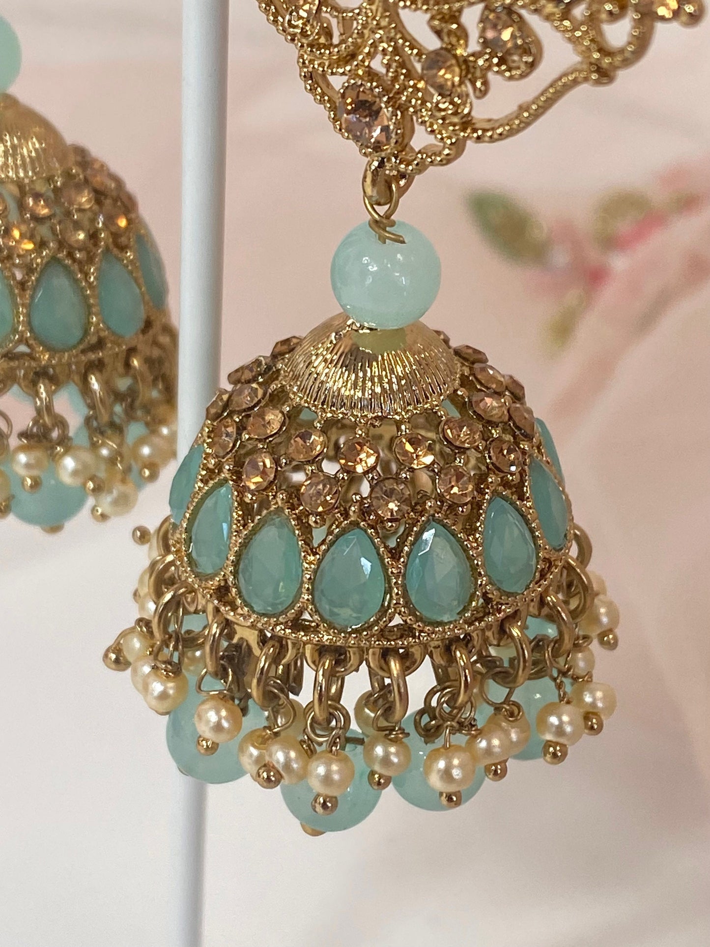 Medium Jhumka Earrings - Blue