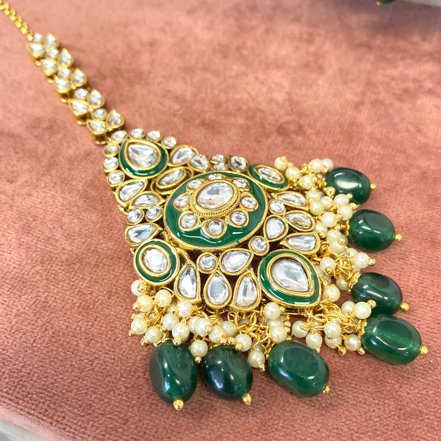 Faux Kundan Earring and Tikka Set- Large