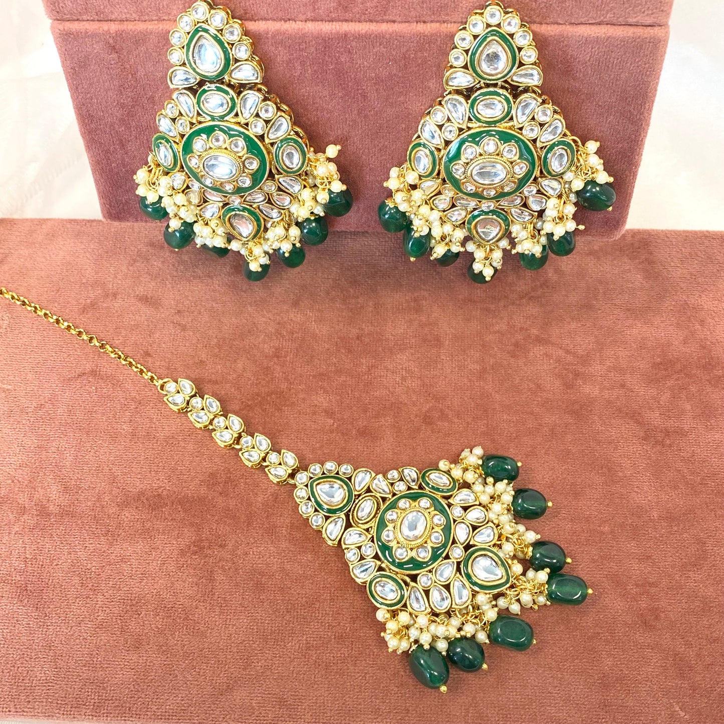 Faux Kundan Earring and Tikka Set- Large