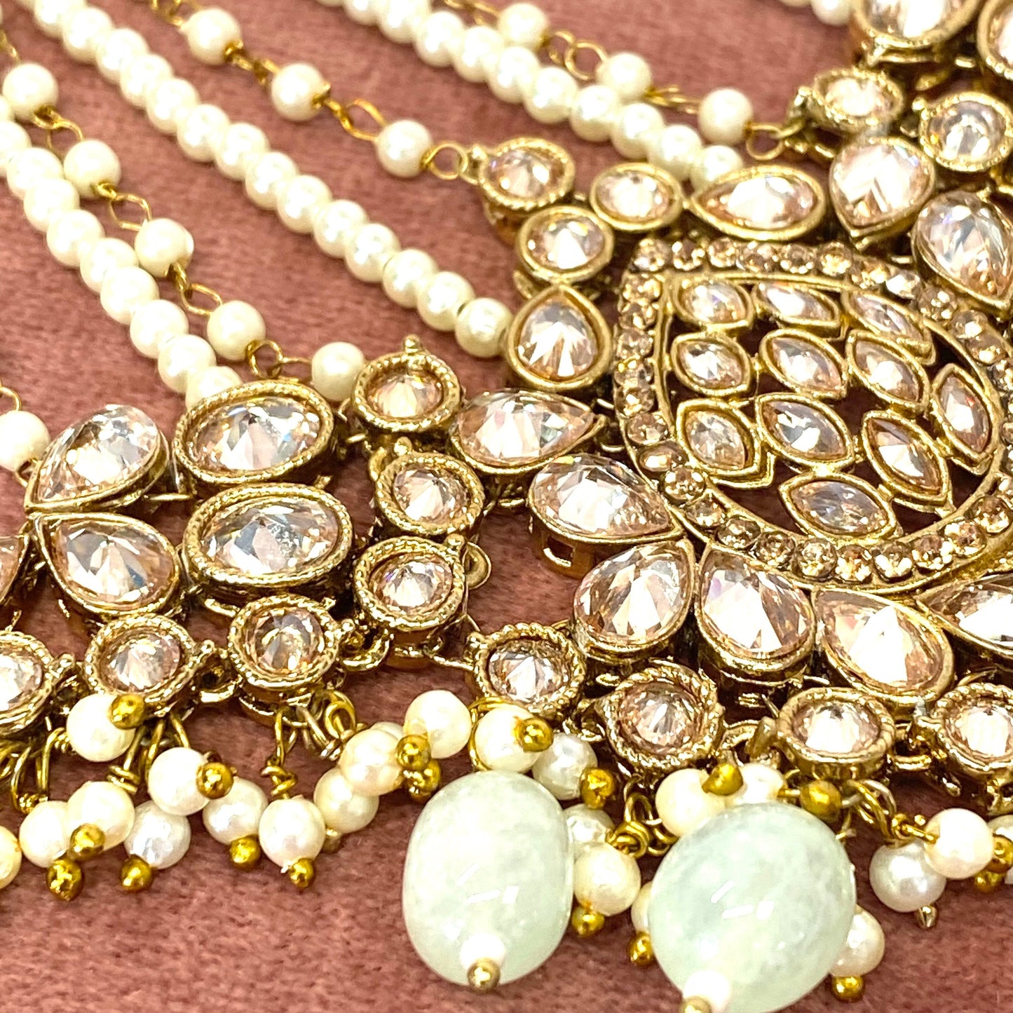 Champagne& Mint Jhumar-  Mint Beads/ Passa/ Indian/ Pakistani Style/Headpieces