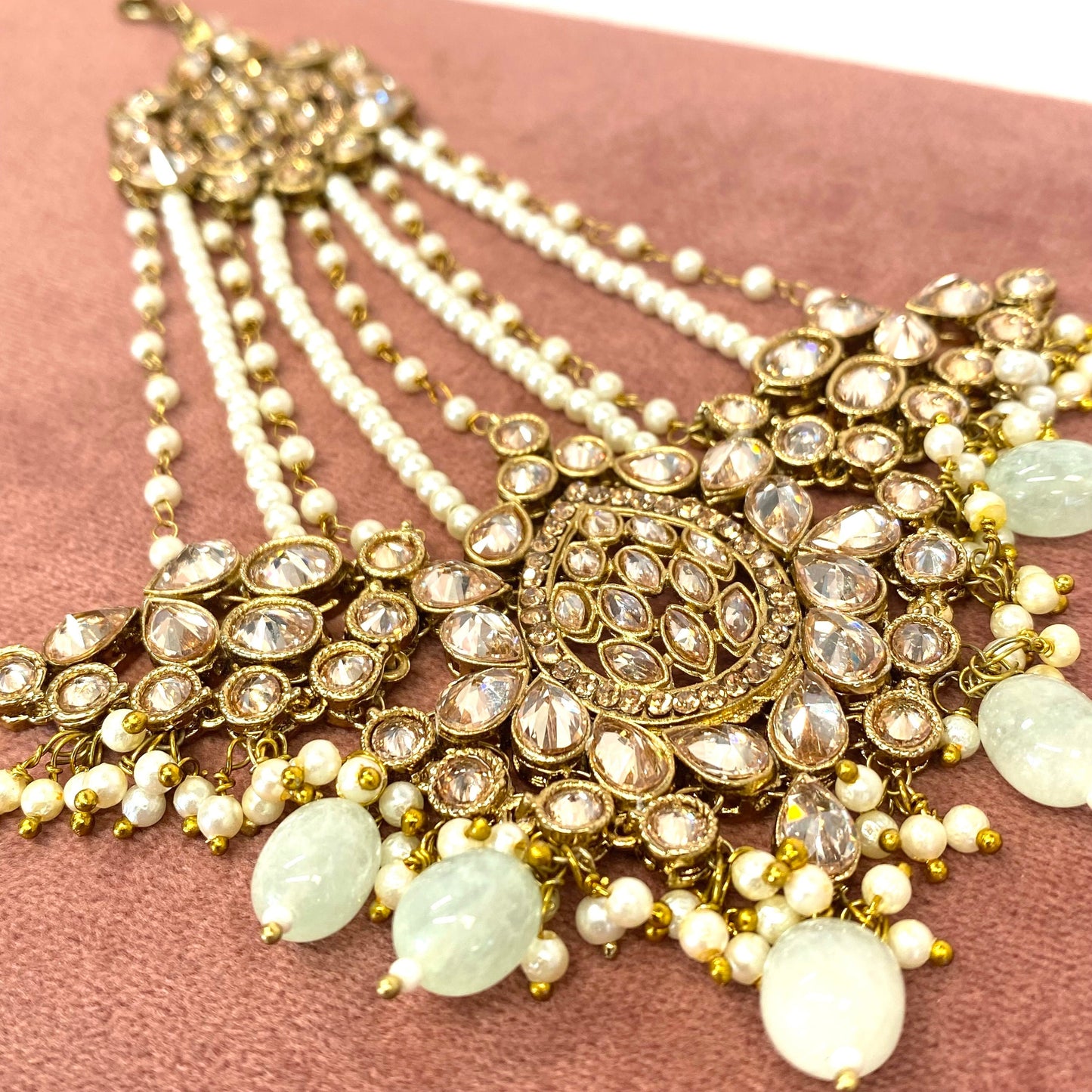 Champagne& Mint Jhumar-  Mint Beads/ Passa/ Indian/ Pakistani Style/Headpieces