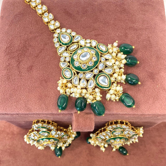 Faux Kundan Earring and Tikka Set- Large