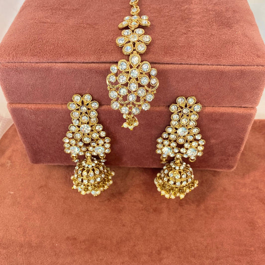 Clear Earring and Tikka Set