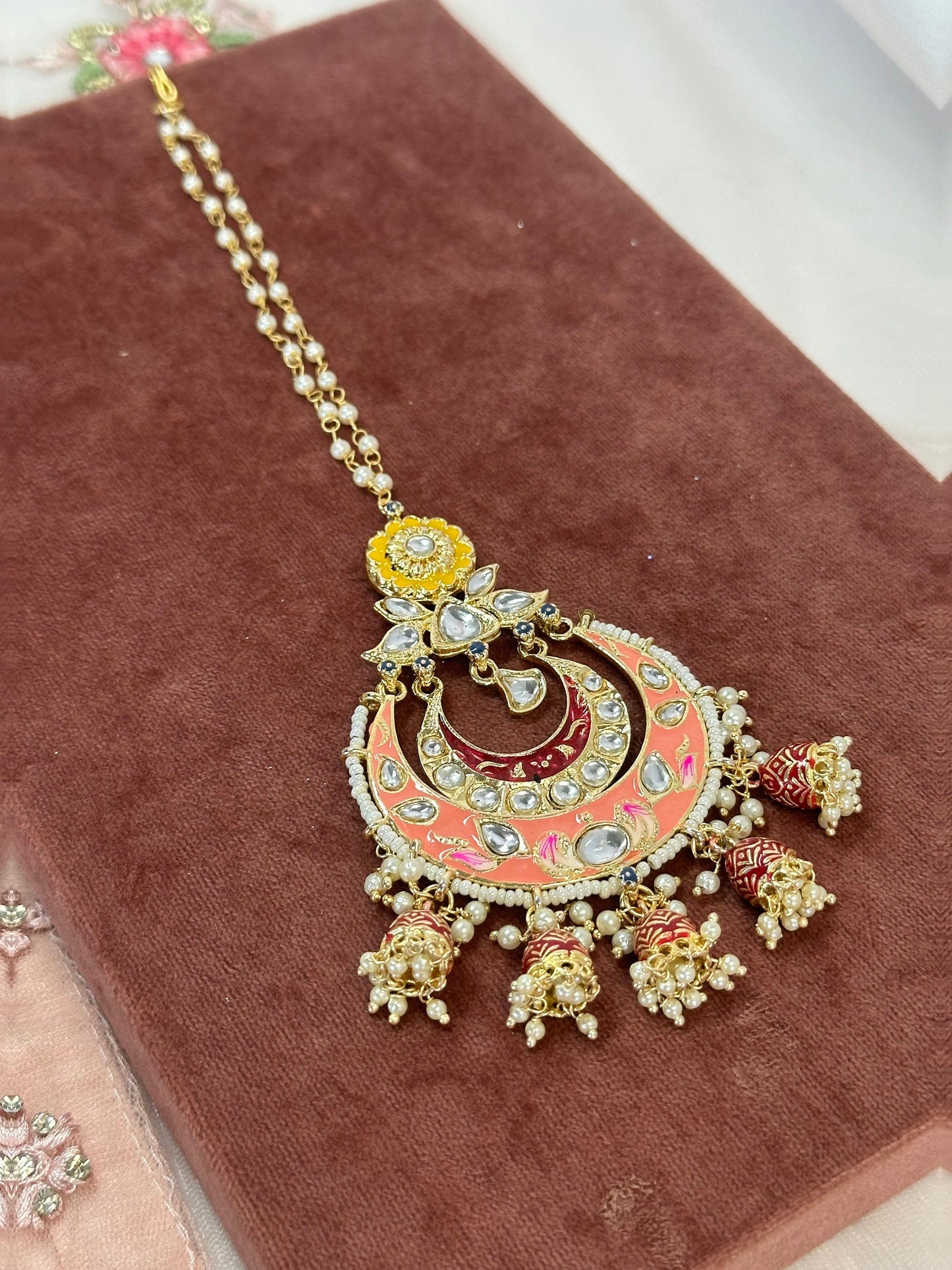 Meenakari/Hand-Painted Large Multicolour Tikka/ Tikli/ Indian/ Pakistani Fashion Jewellery/ Maang Tikkas