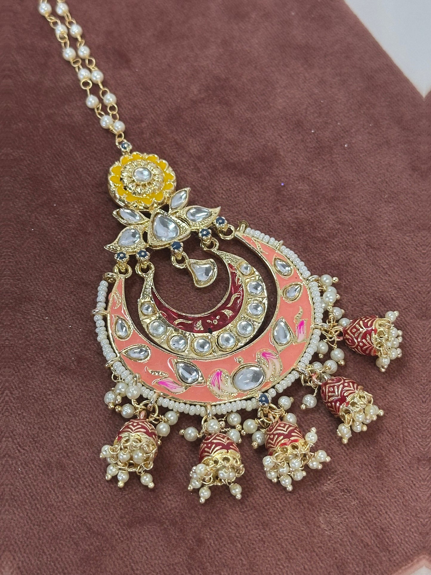 Meenakari/Hand-Painted Large Multicolour Tikka/ Tikli/ Indian/ Pakistani Fashion Jewellery/ Maang Tikkas