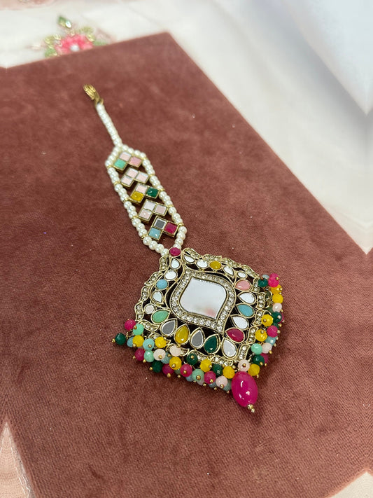 Multicolour Mirror Large Tikka