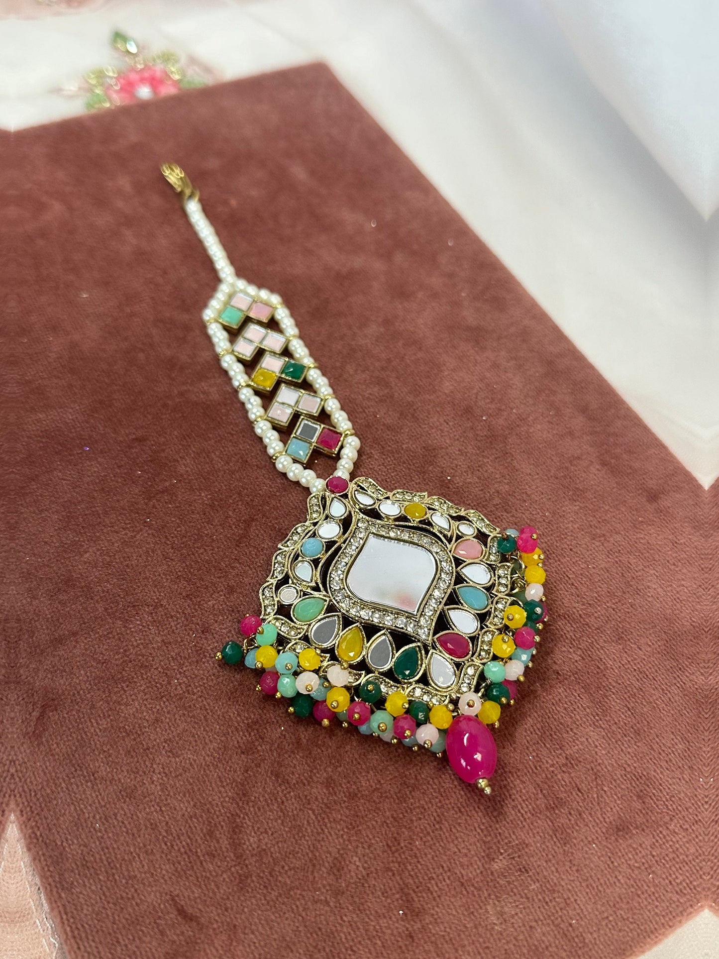 Multicolour Mirror Large Tikka