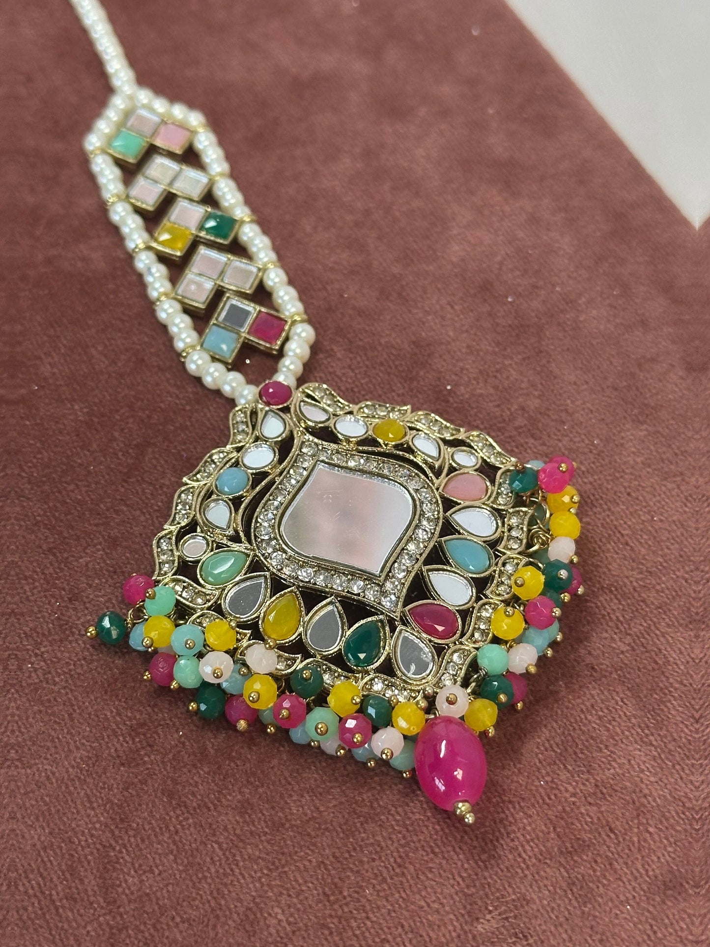 Multicolour Mirror Large Tikka