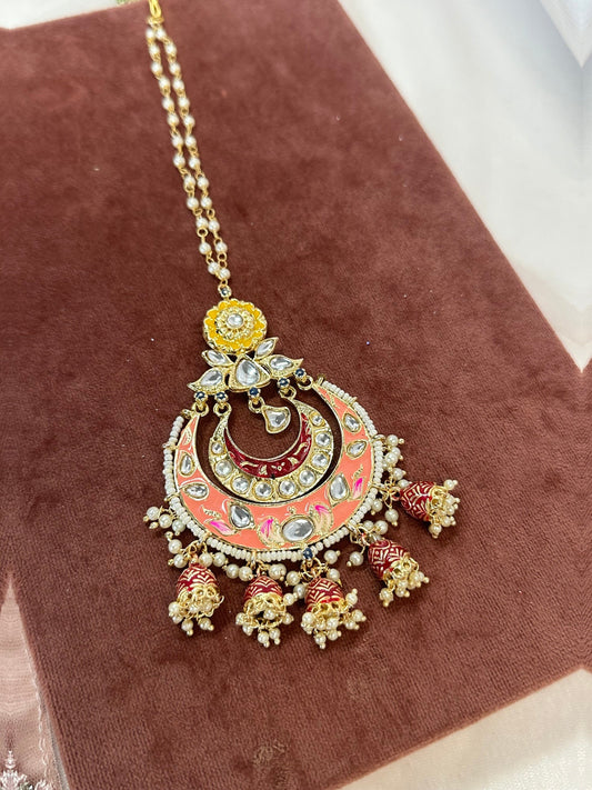 Meenakari/Hand-Painted Large Multicolour Tikka/ Tikli/ Indian/ Pakistani Fashion Jewellery/ Maang Tikkas
